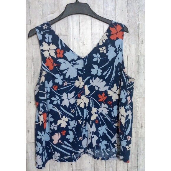 Time And Tru Linen Blend V-Neck Tank Top Sleeveless Floral Cruise Size XXL‎ (20) - Picture 2 of 5